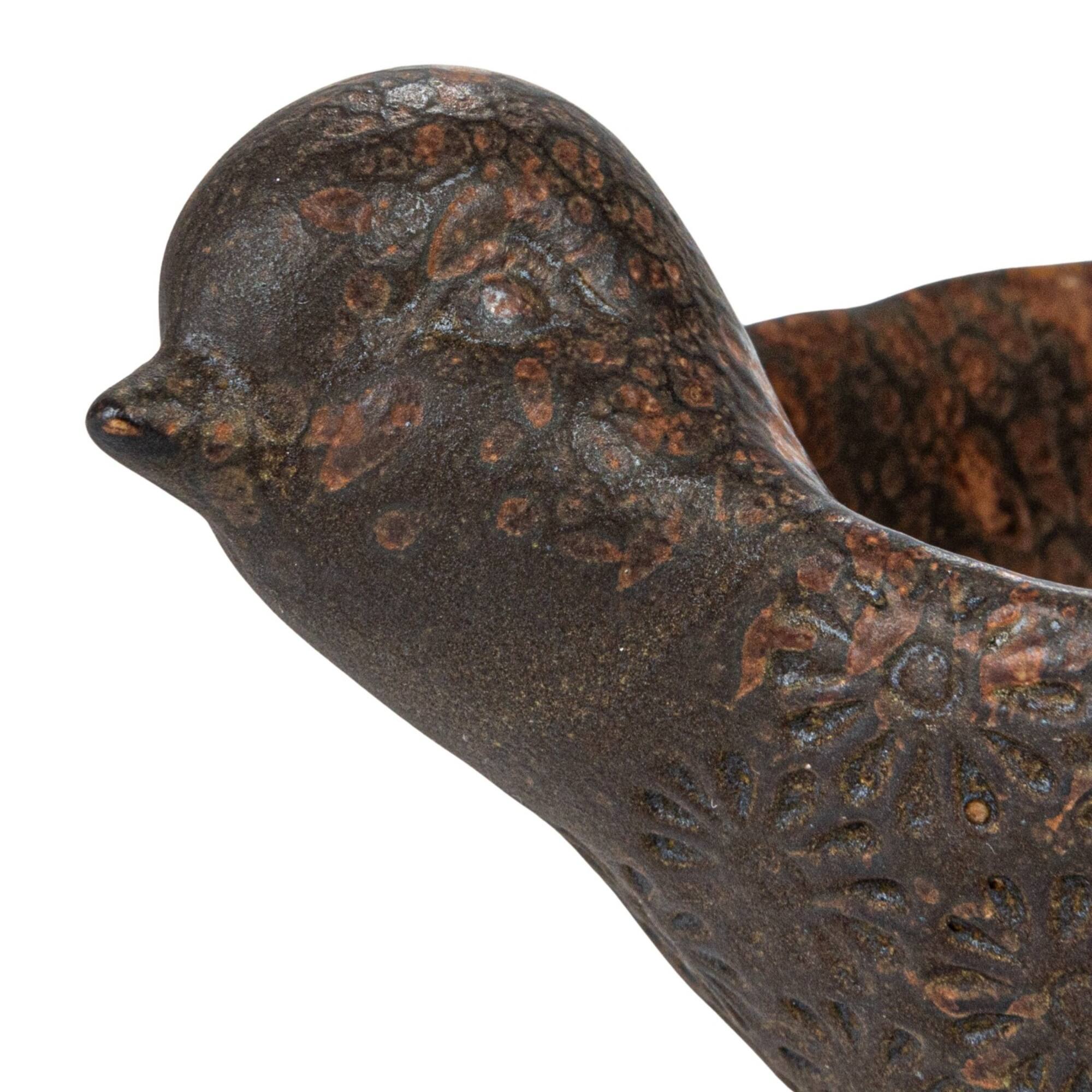 Hello Honey® 10" Brown Debossed Stoneware Bird Bowl with Reactive Glaze, 2ct.
